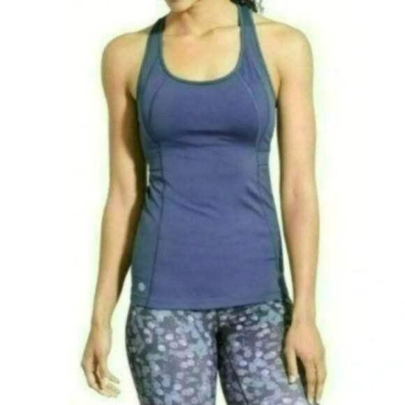 Athleta Stunner Women's Medium Blue T-Strap Activewear Support Tank Top - Picture 2 of 10
